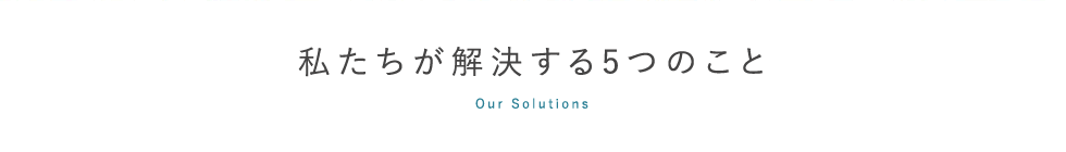 Our solutions,私たちが解決する５つのこと